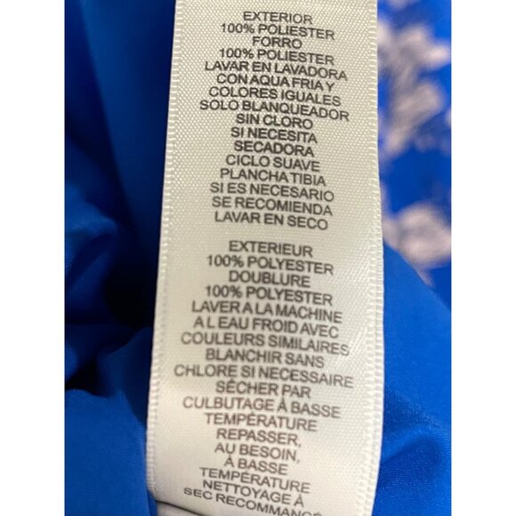 Eliza J Blue & White Floral Print Dress V-Neck 3/4 Sleeve Fit & Flare Size 12 - Picture 6 of 7